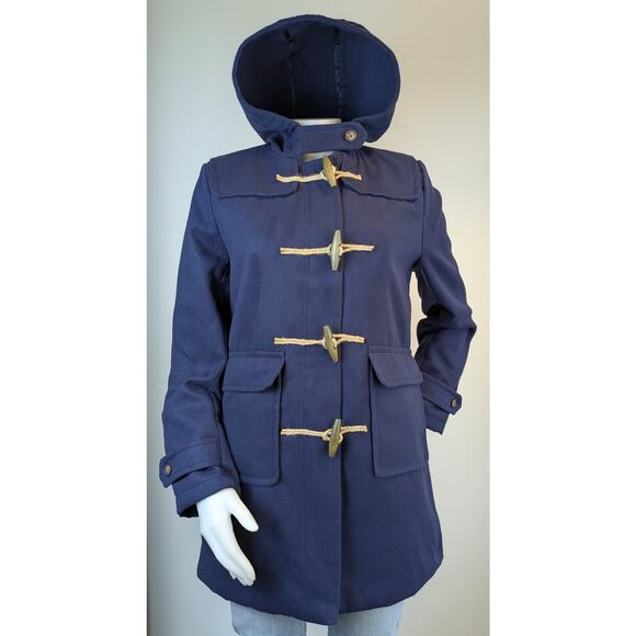 NEW Astor PL Duffle Coat Medium Navy Toggle Hooded Winter Outerwear Cabincore - Picture 9 of 12